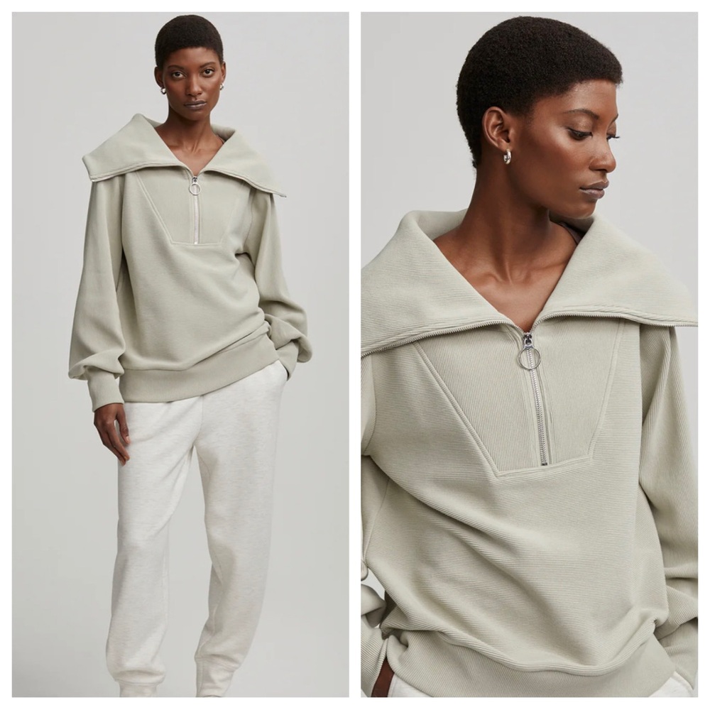 Varley Vine Half Zip Ottoman Pullover in Abbey Stone